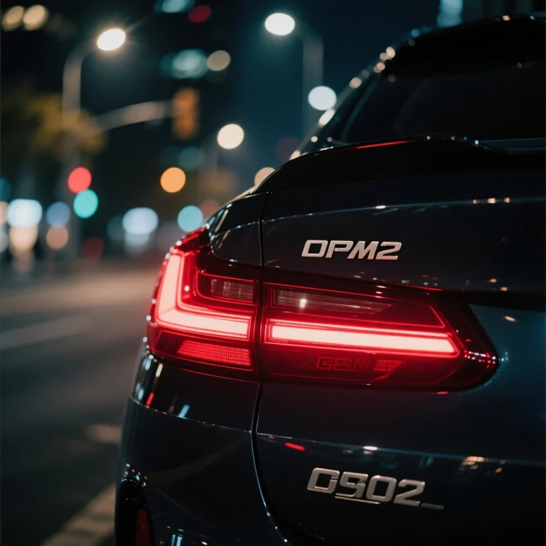 تصویر چراغ خطر عقب BMW X4 مدل G02 در حالت روشن در شب، نصب شده روی خودرو در فضای شهری، کیفیت اورجینال (OEM) با نور LED قرمز درخشان، عرضه شده توسط فروشگاه BMW نوروزی